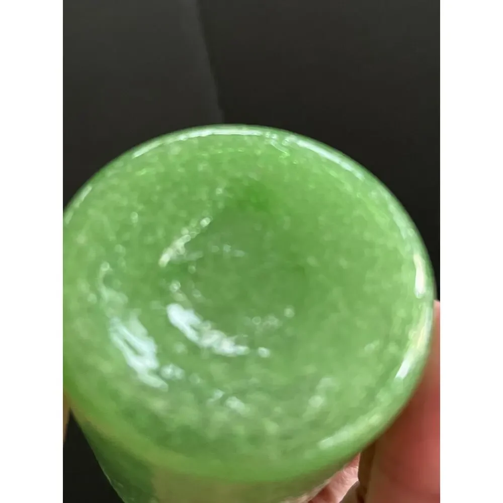 Hand Blown Green Votive Candle Holder Art Glass Bubble Glass Set Of 2 Jade 3”